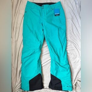 Columbia Women’s Teal Snow Pants with Black Reinforced Ankles